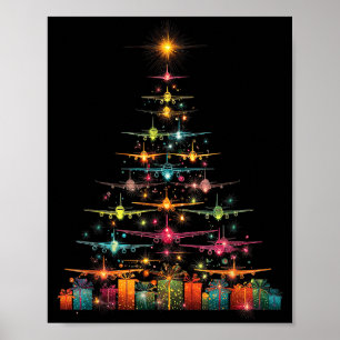 Funny Airplanes Christmas Tree Graphic Air Planes Poster