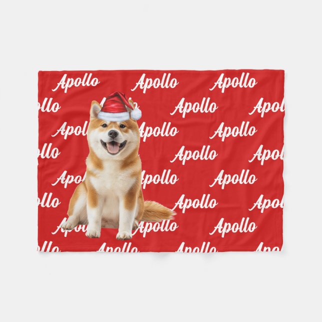 Funny Akita Dog Name Patterned Christmas Fleece Blanket (Front (Horizontal))