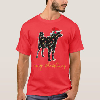Funny Akita Dog Tree Christmas Lights Xmas Pajama  T-Shirt