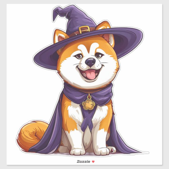 Funny Akita Dog Wearing Purple Wizard Hat (Sheet)