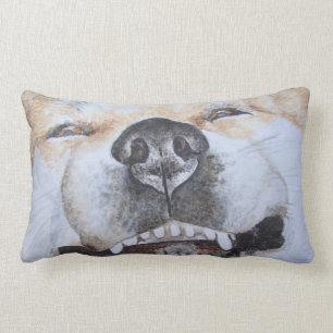 funny akita picture of smiling dog lumbar pillow