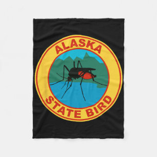 Funny Alaska State Bird Mosquito Fleece Blanket