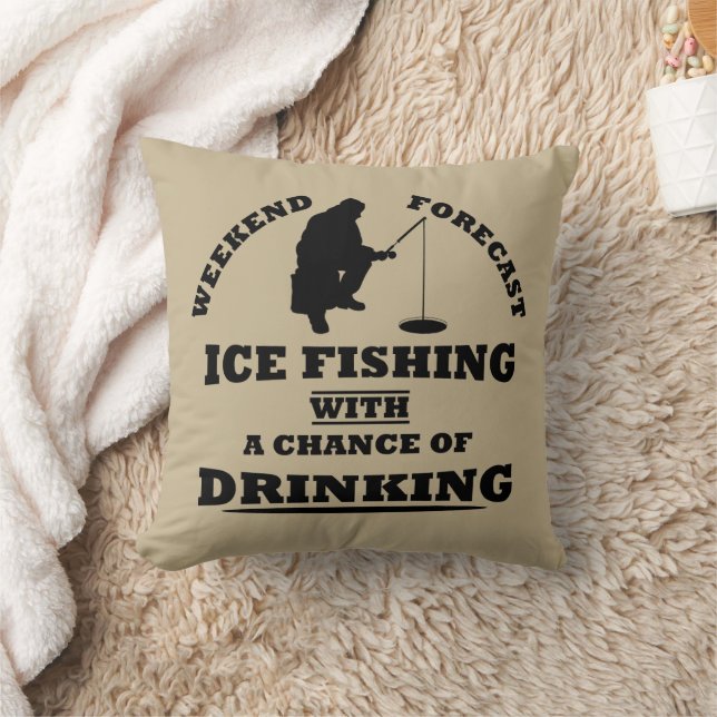 Funny alcohol ice fishing quotes throw pillow (Blanket)