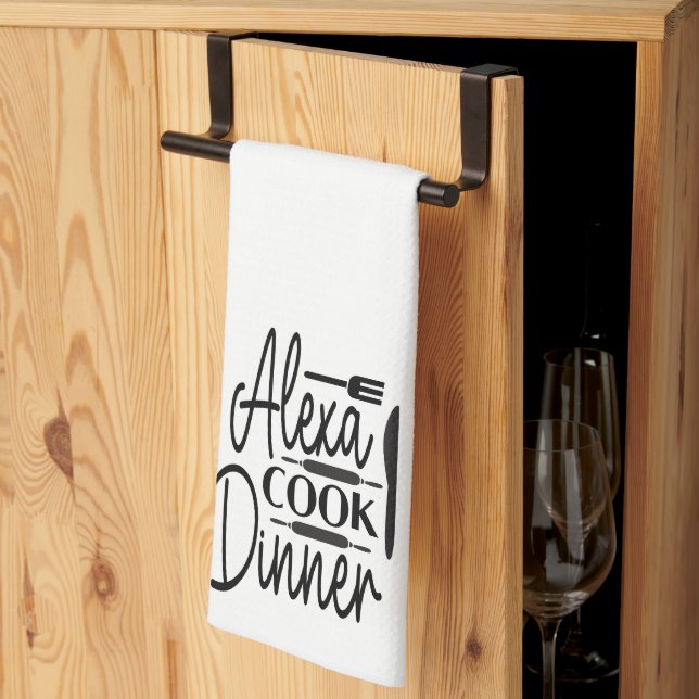 Funny Alexa Cook Dinner Kitchen Towel (Thirds Fold)