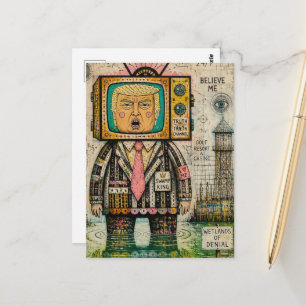 Funny Algae Swamp Antitrump Mixed Media Collage Postcard