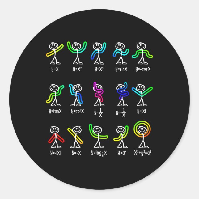 Funny Algebra Dance Function Math Teacher Geek Gif Classic Round Sticker (Front)