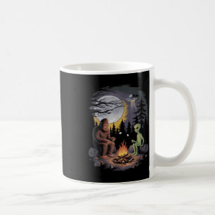 Funny Alien And Bigfoot Hiking Moon Sasquatch Ufo  Coffee Mug