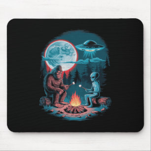 Funny Alien And Bigfoot Hiking Moon Sasquatch Ufo Mouse Pad