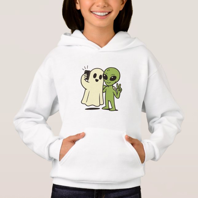 Funny Alien and Ghost Halloween Selfie (Front)