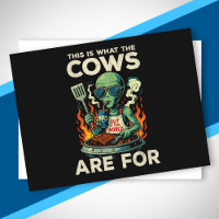 Funny Alien BBQ Grill Cow Abduction Joke Retro UFO