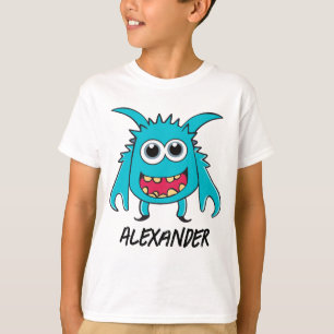 Funny Alien Blue Green Monster Cartoon T-Shirt