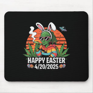 Funny Alien Bunny Easter 2025 Stoner Holiday Vibes Mouse Pad