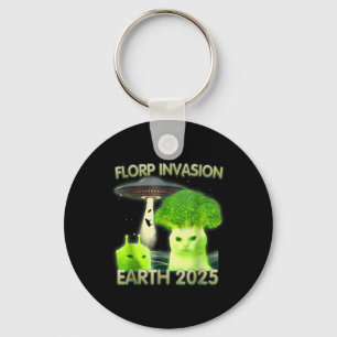 Funny Alien Cat Meme Florp Invasion Earth 2025 Wom Keychain