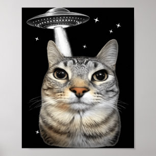 Funny Alien Cat Meme Ufo Cat Poster