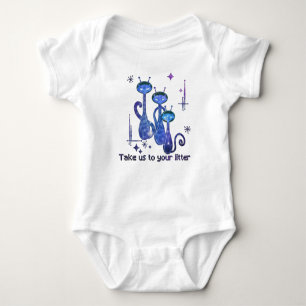 Funny Alien Cats   Take Us To Your Litter Baby Bodysuit
