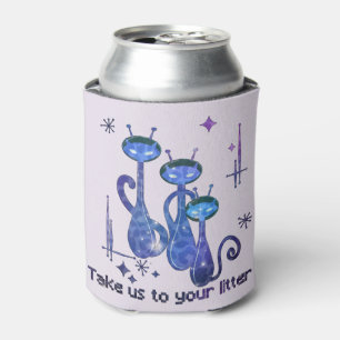 Funny Alien Cats Take Us To Your Litter Can Cooler