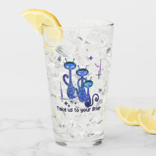 Funny Alien Cats – "Take Us To Your Litter" Glass