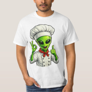 Funny Alien Chef Design Cute Space Cook With Chef T-Shirt