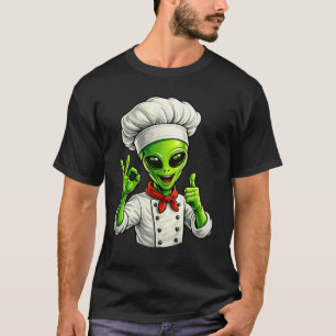 Funny Alien Chef Design Cute Space Cook With Chef T-Shirt