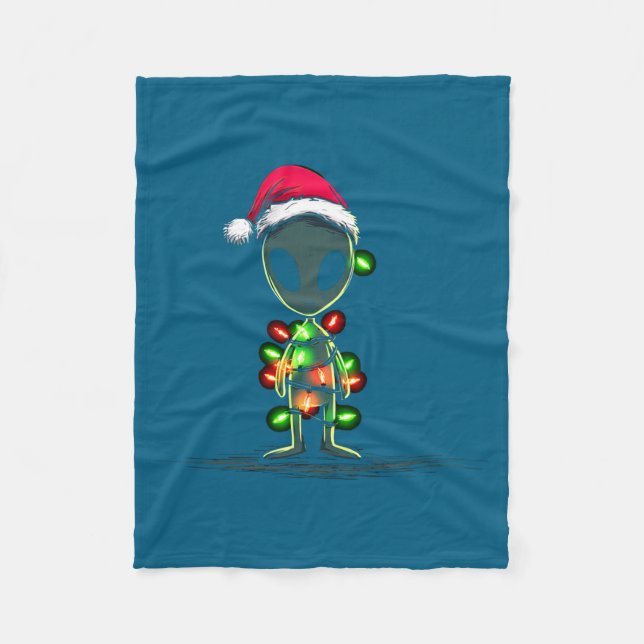 Funny Alien Christmas Graphics Lights Lover Extrat Fleece Blanket (Front)