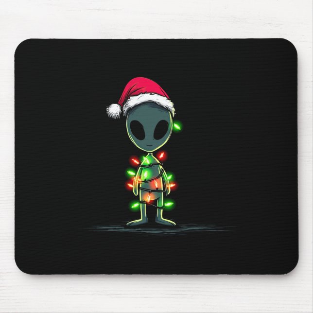 Funny Alien Christmas Graphics Lights Lover Extrat Mouse Pad (Front)