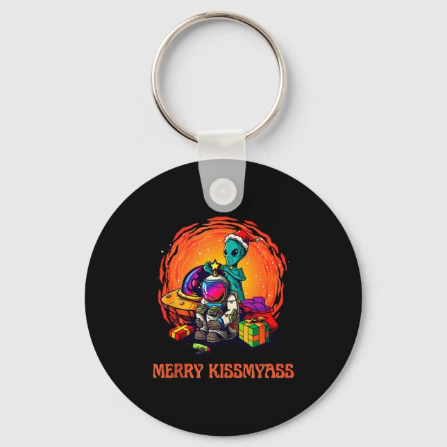 Funny Alien Christmas Shirt _ Merry Kissmy Tank To Keychain (Front)