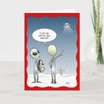 Funny Alien Christmas UFO Santa Rudolph Holiday Card<br><div class="desc">Funny alien Christmas cards that you can personalize with your own quote bubbles! This comic artwork designed by Raphaela Wilson depicts a couple of little green aliens in silver space outfits returning from a penguin gathering mission in the North Pole snow. The quote caption reads: "Didn't I tell you to...</div>