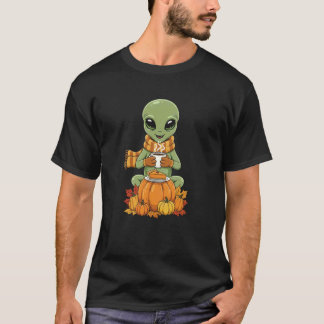 Funny Alien Coffee Autumn Thanksgiving Womens Mens T-Shirt