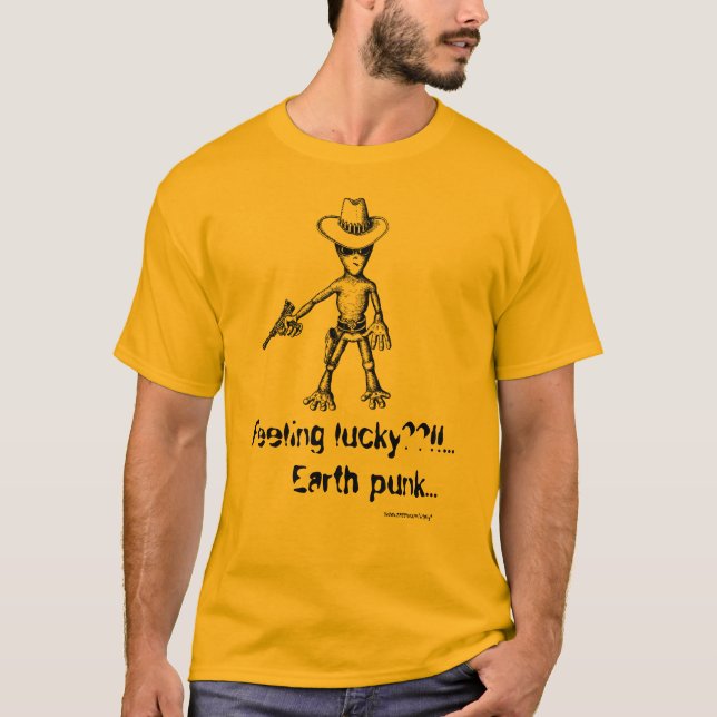 Funny alien cool graphic art t-shirt design (Front)