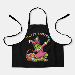 Funny Alien Easter Bunny Dabbing Cute Easter Egg Apron