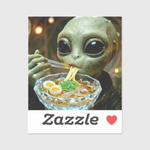 Funny Alien eating Ramen Noodles