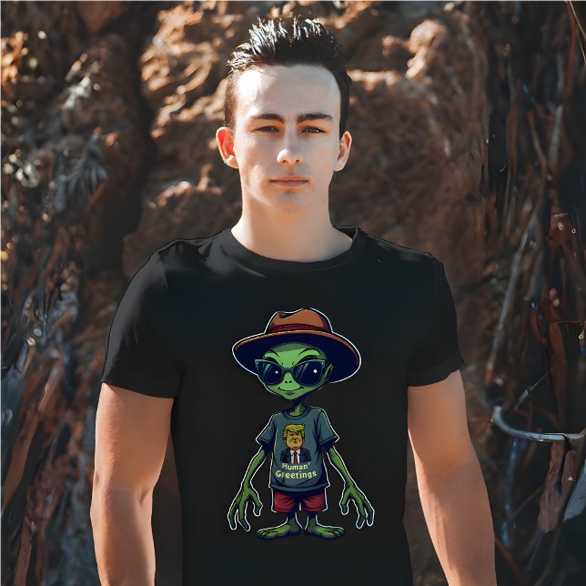 Funny Alien “Human Greetings” Political Satire T-Shirt (Funny Alien “Human Greetings” Political Satire T-Shirt)