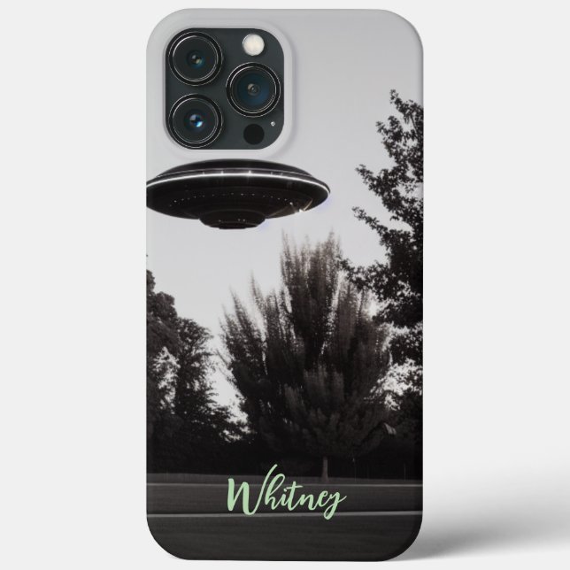 Funny Alien Invasion Retro ufo Sci Fi movie Name Case-Mate iPhone Case (Back)