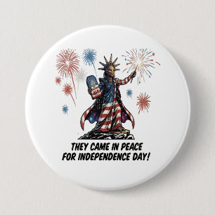  Funny Alien Liberty 4th of July Celebration 3 Inch Round Button