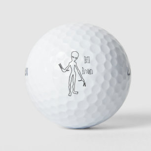Funny Alien 🛸 Monogram UFO Spooky  Golf Balls