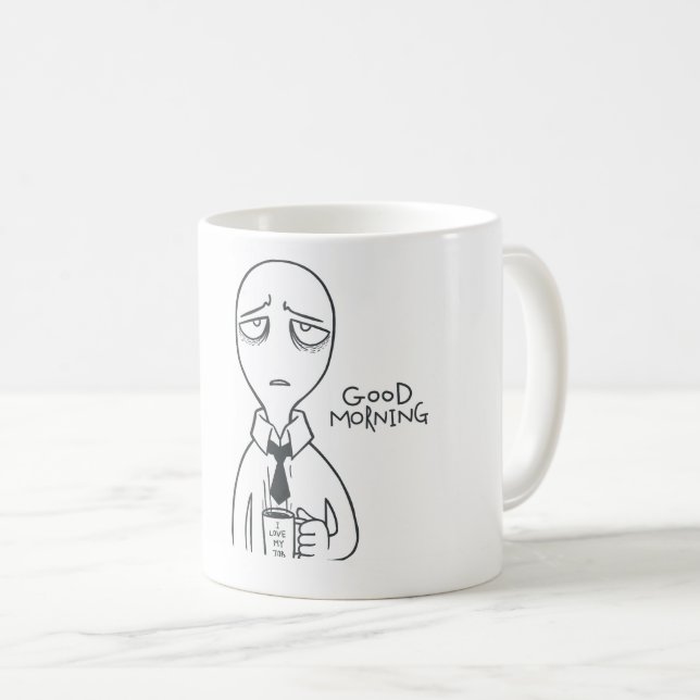 Funny Alien Office Coffee Mug - Artistic Grumpy  (Front Right)