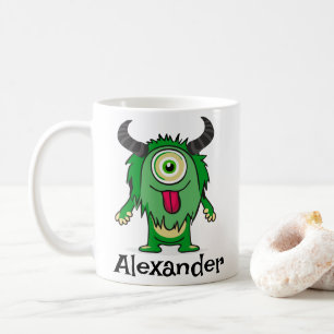 Funny Alien One Eye Green Monster Cartoon Coffee Mug