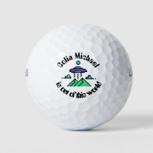 Funny Alien Pixel Art Personalized Funny Joke Golf Balls