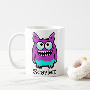Funny Alien Purple Green Monster Cartoon Coffee Mug