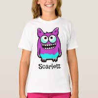 Funny Alien Purple Green Monster Cartoon