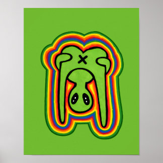Funny Alien Retro Colourful Psychedelic Rainbow Poster