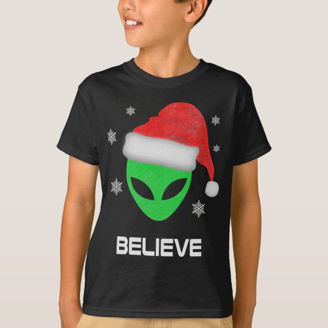 Funny Alien Santa Christmas Xmas Gift T-Shirt (Front)