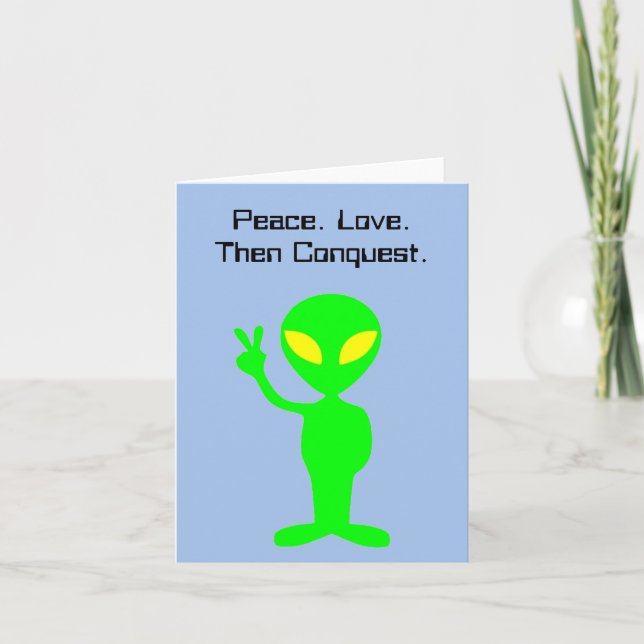 Funny Alien Sci-Fi Cartoon Extraterrestrial Art Card (Front)