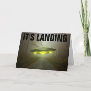 FUNNY ALIEN SPACESHIP BIRTHDAY CARD