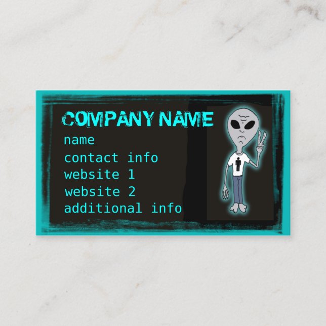 Funny Alien T-Shirt  Customizable Business Cards (Front)