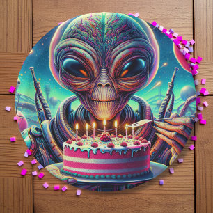 Funny Alien Themed Birthday Party Paper Plate
