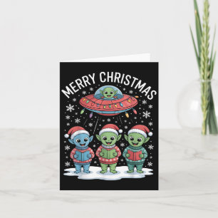 Funny Alien Trio Merry Ugly Christmas Santa Hat Gi Card