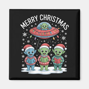 Funny Alien Trio Merry Ugly Christmas Santa Hat Gi Magnet
