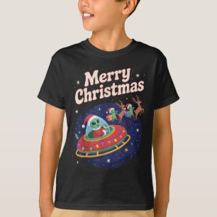 Funny Alien Trio Merry Ugly Christmas Santa Hat Gi T-Shirt