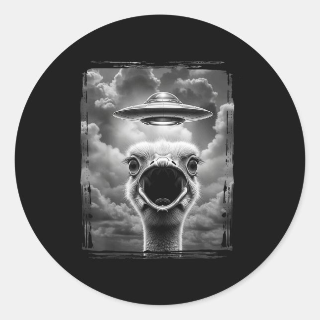 Funny Alien Turkey Ufo Selfie Thanksgiving Meme  Classic Round Sticker (Front)